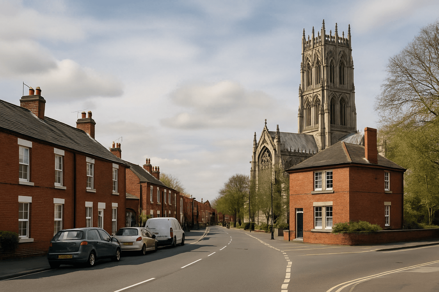 AI-generated aerial-style hero image for Doncaster