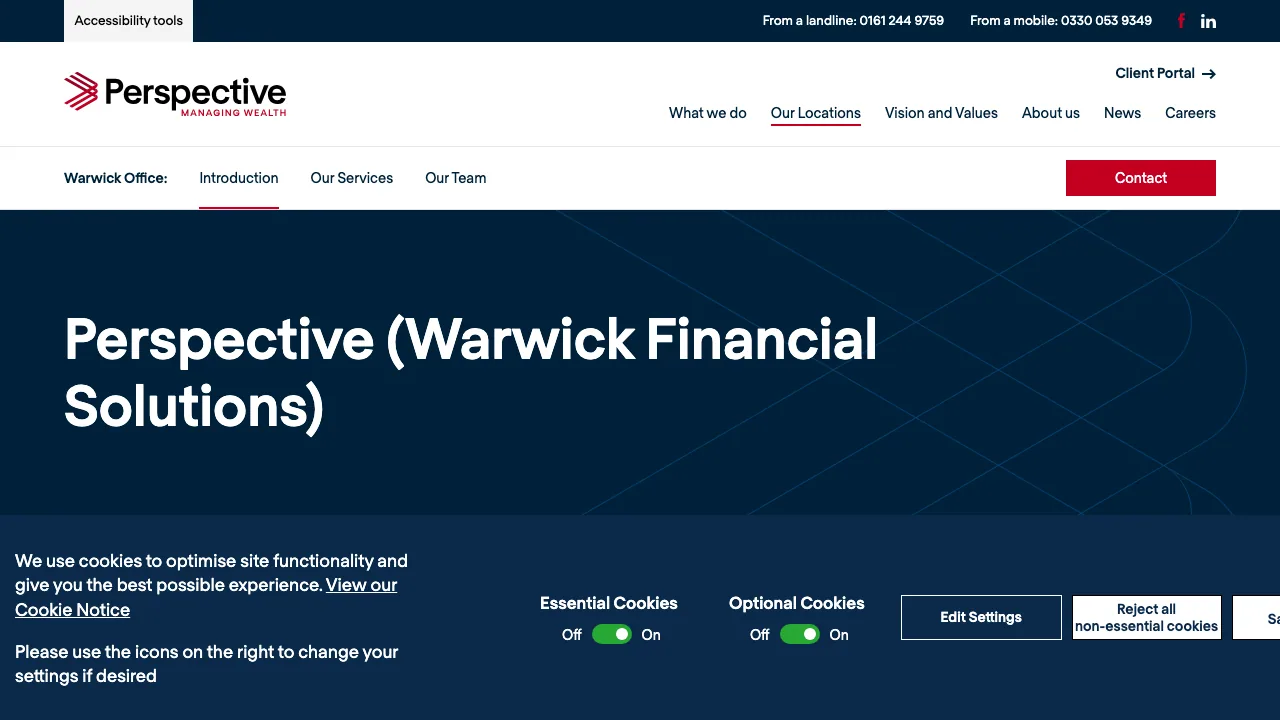Perspective (Warwick Financial Solutions) website preview