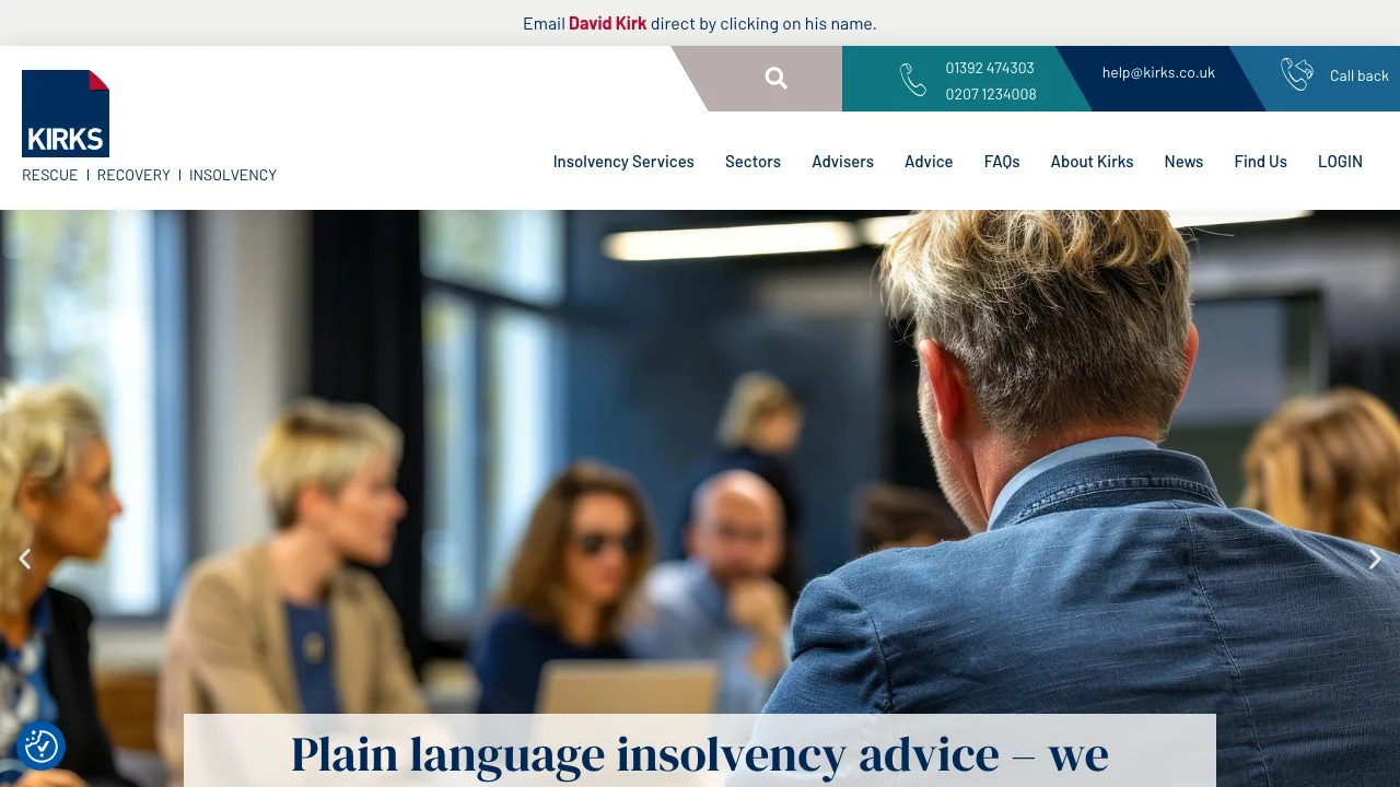Kirks Insolvency - Exeter website preview