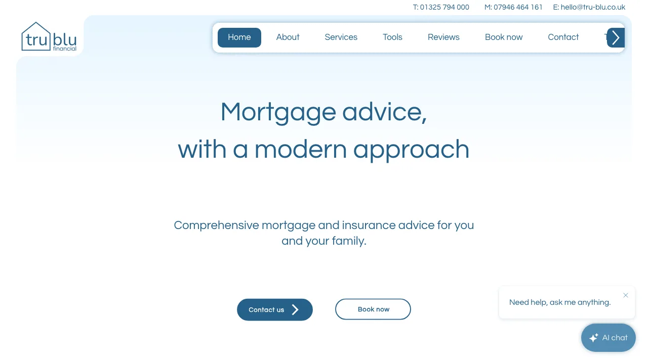 Tru Blu Financial - Mortgage Adviser website preview