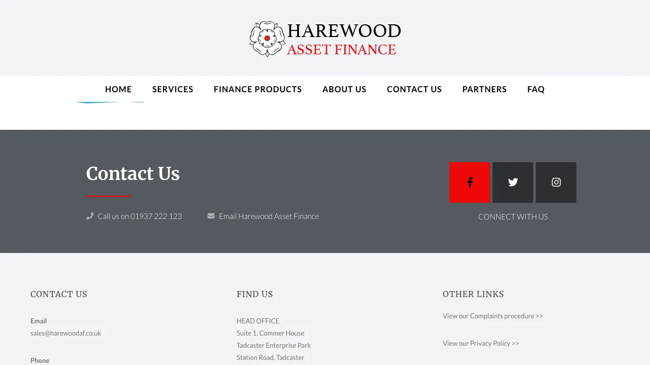 Harewood Asset Finance LLP website preview
