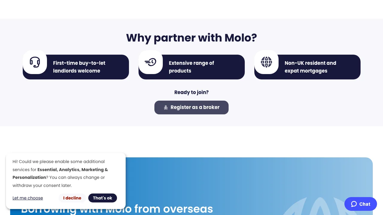Molo Finance website preview