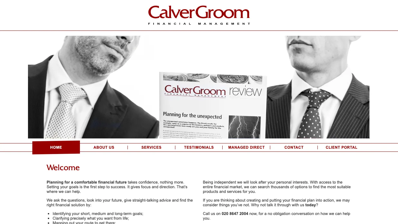 Calver Groom Financial Management website preview