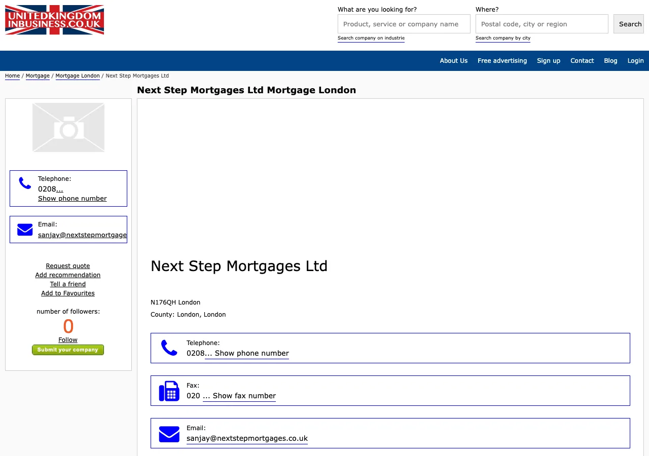 Next Step Mortgages Ltd website preview