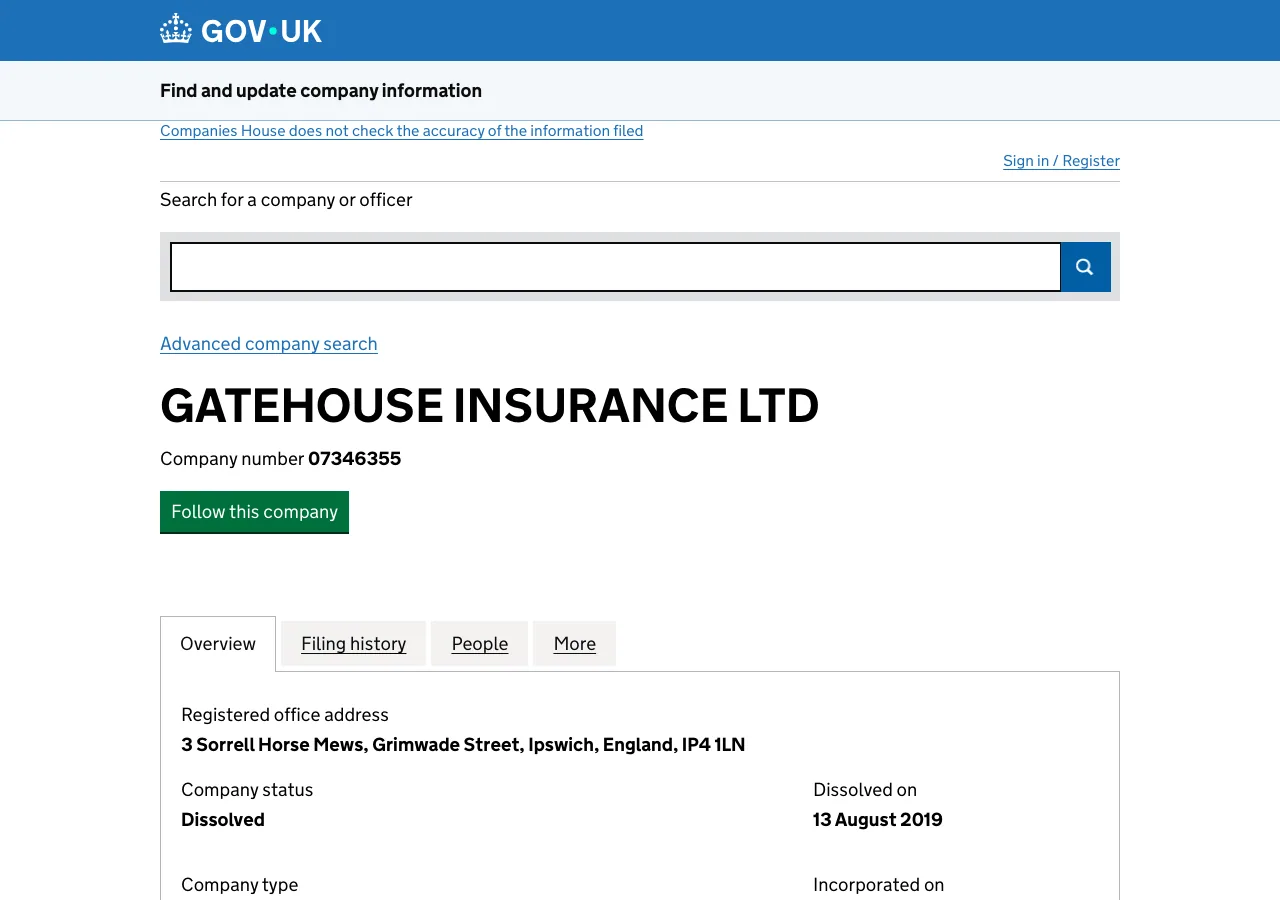 Gatehouse Insurance website preview