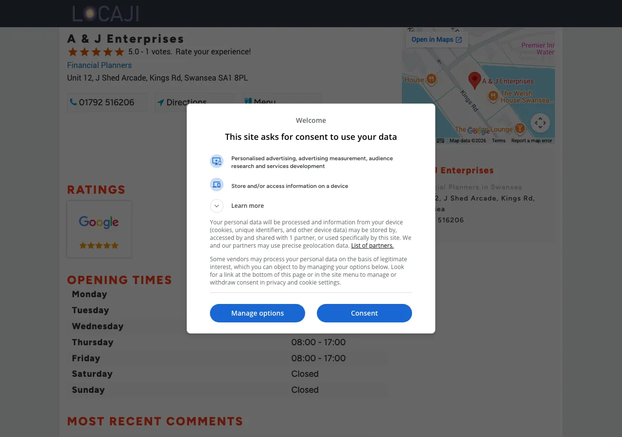 A & J Enterprises website preview