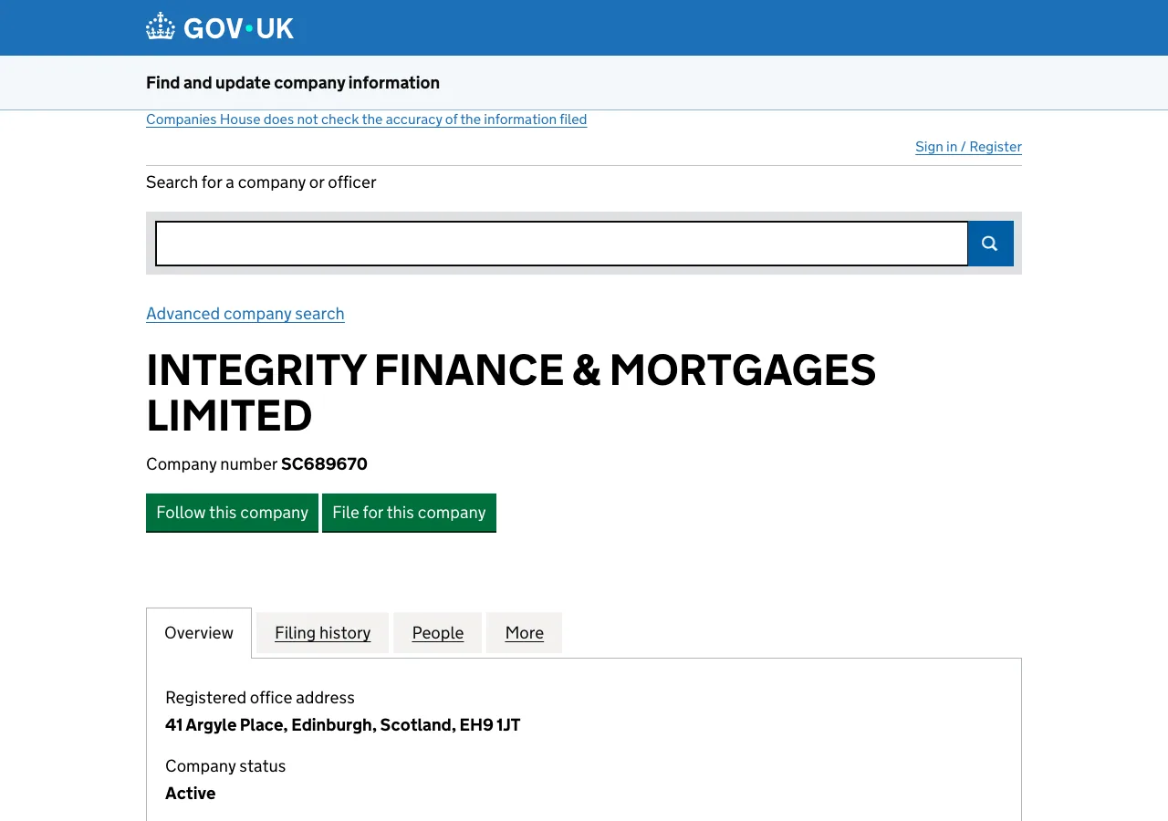 Integrity Finance & Mortgages website preview
