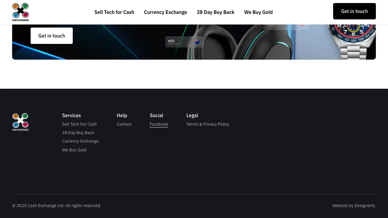 Cash Exchange website preview