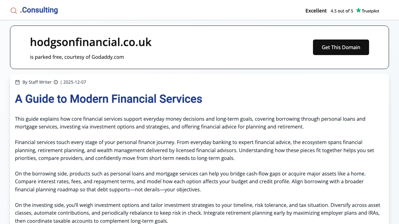 Hodgson Financial - Mortgages website preview