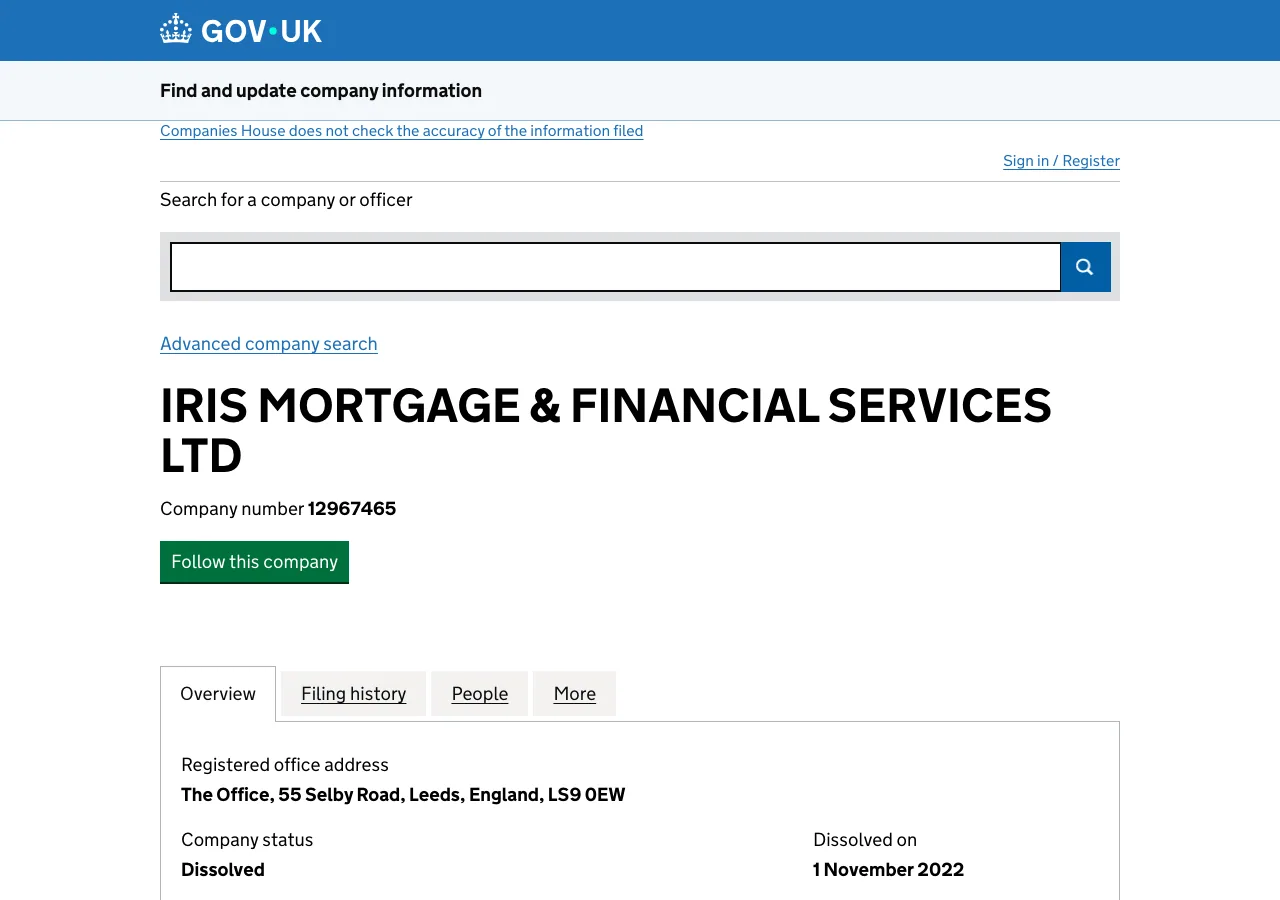 Iris Mortgage & Financial Services website preview