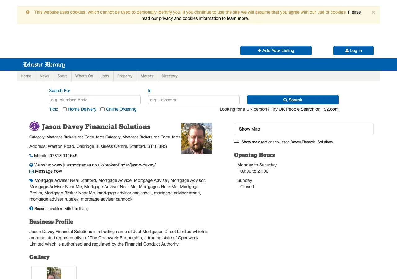 Jason Davey Just Mortgages website preview