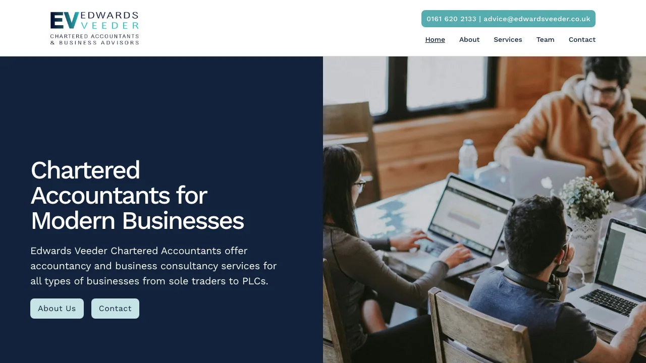 Edwards Veeder (UK) Limited website preview