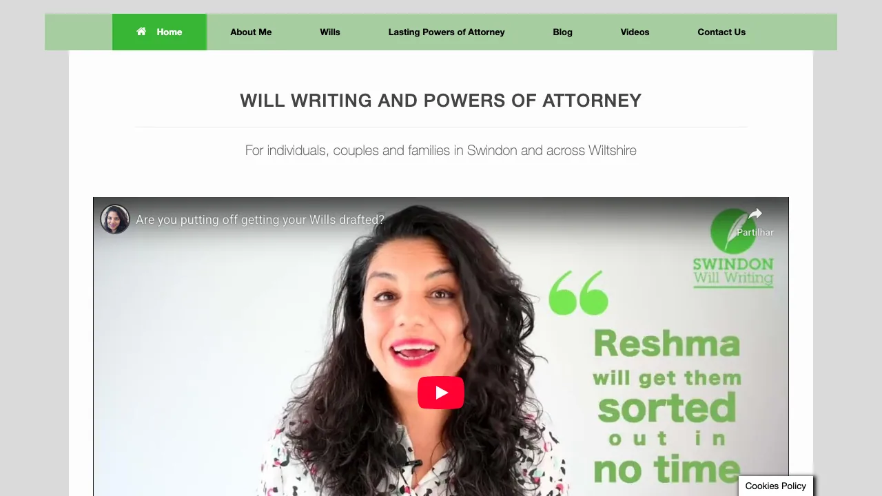 Swindon Will Writing website preview