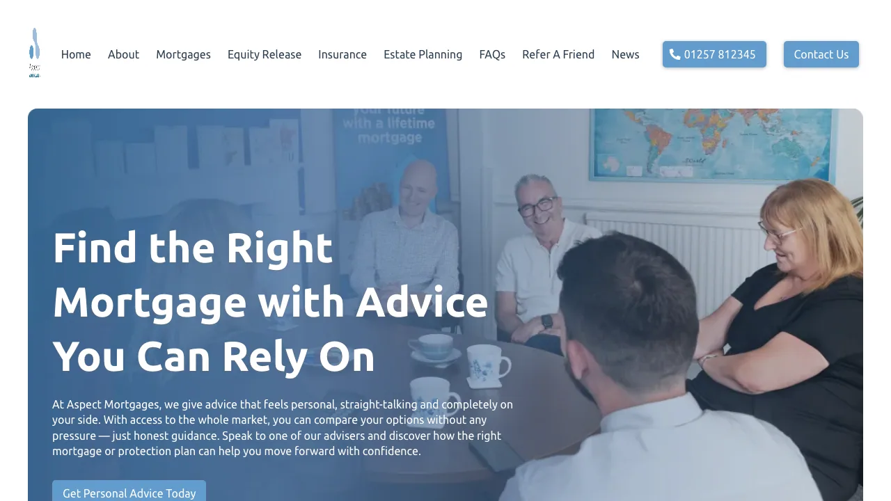 Aspect Mortgages website preview