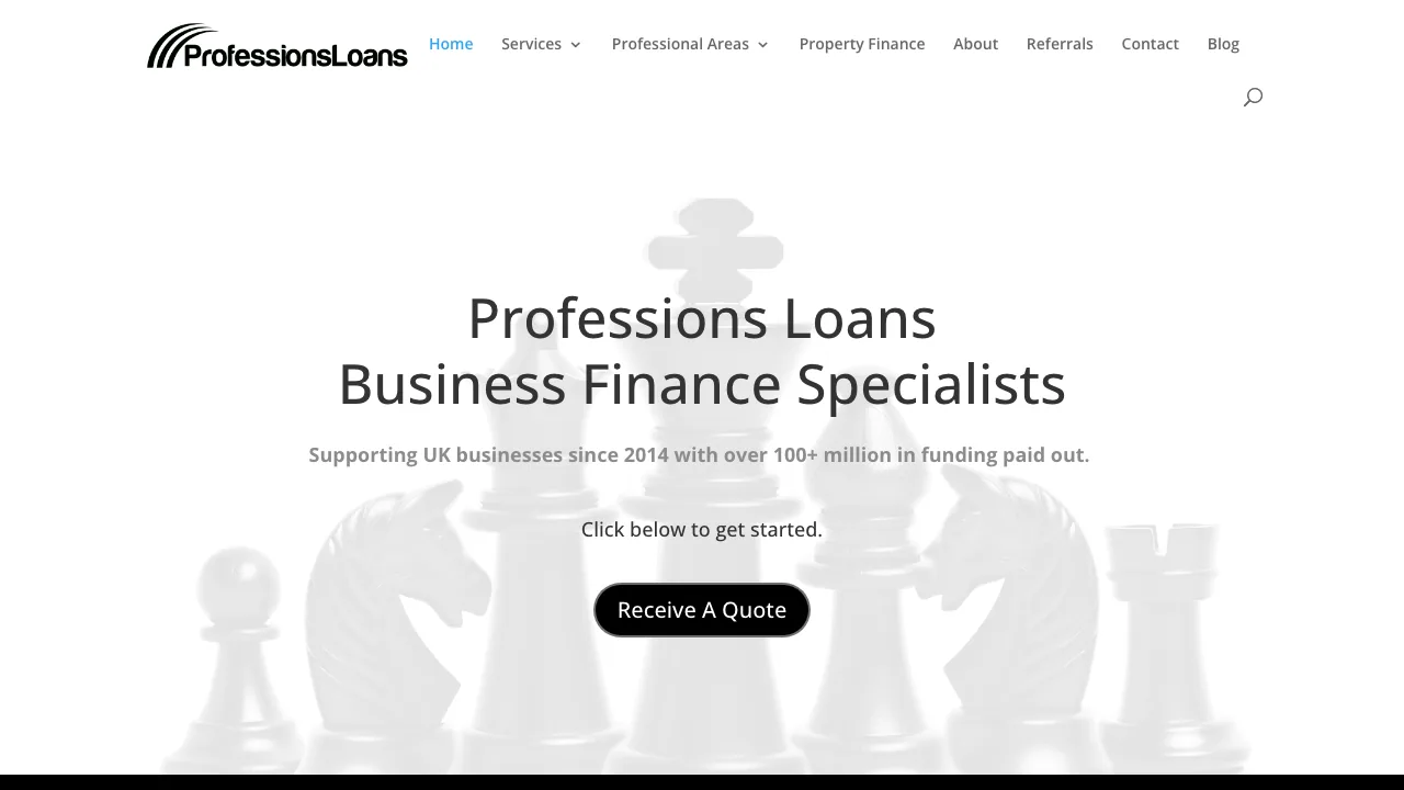 Professions Loans Limited website preview