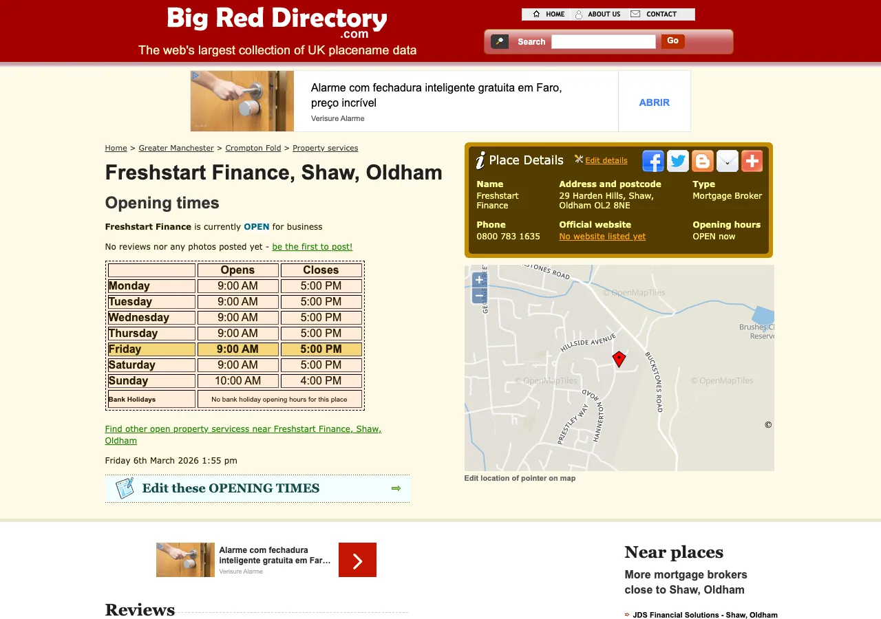 Freshstart Finance website preview