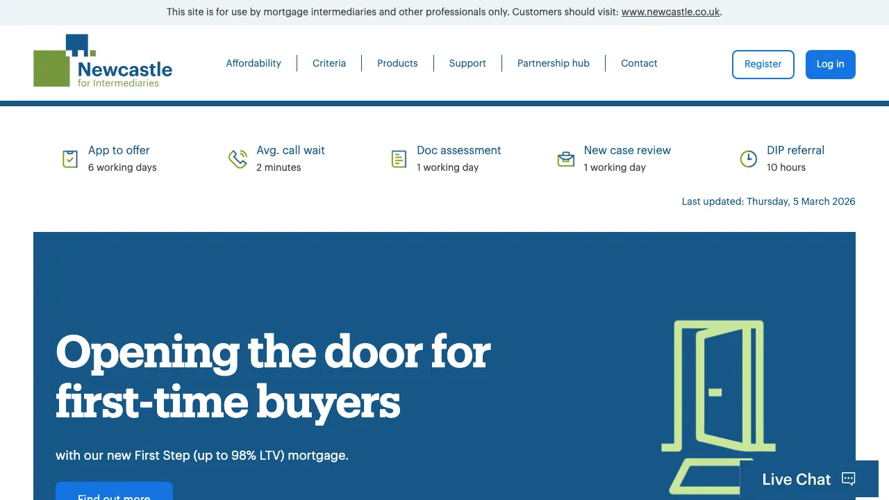 Newcastle for Intermediaries website preview