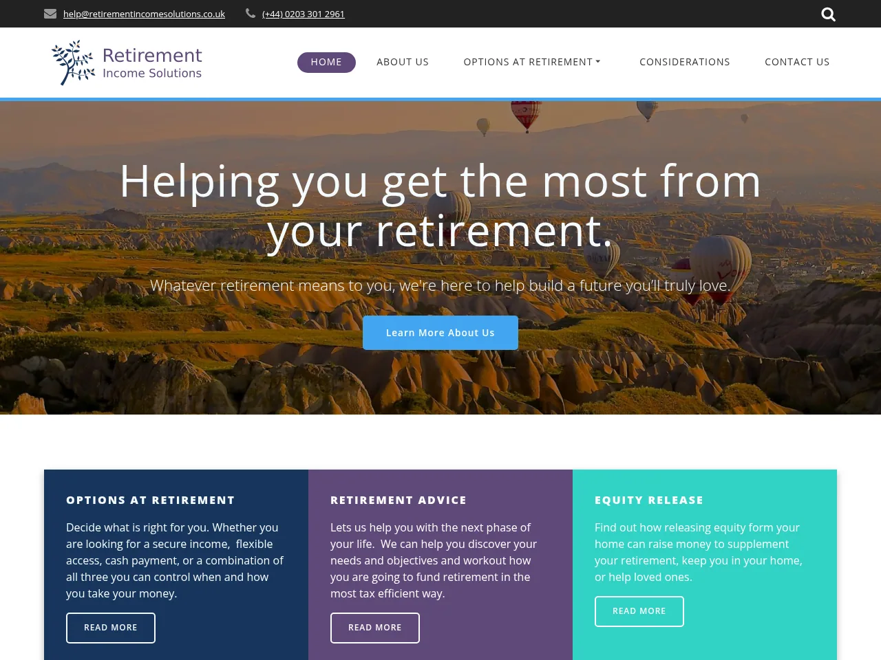 Retirement Income Solutions website preview