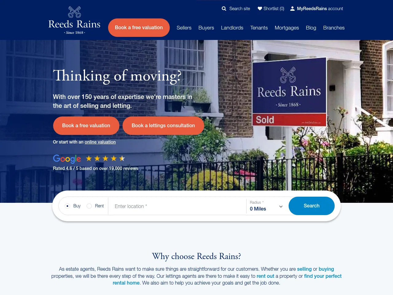 Reeds Rains website preview