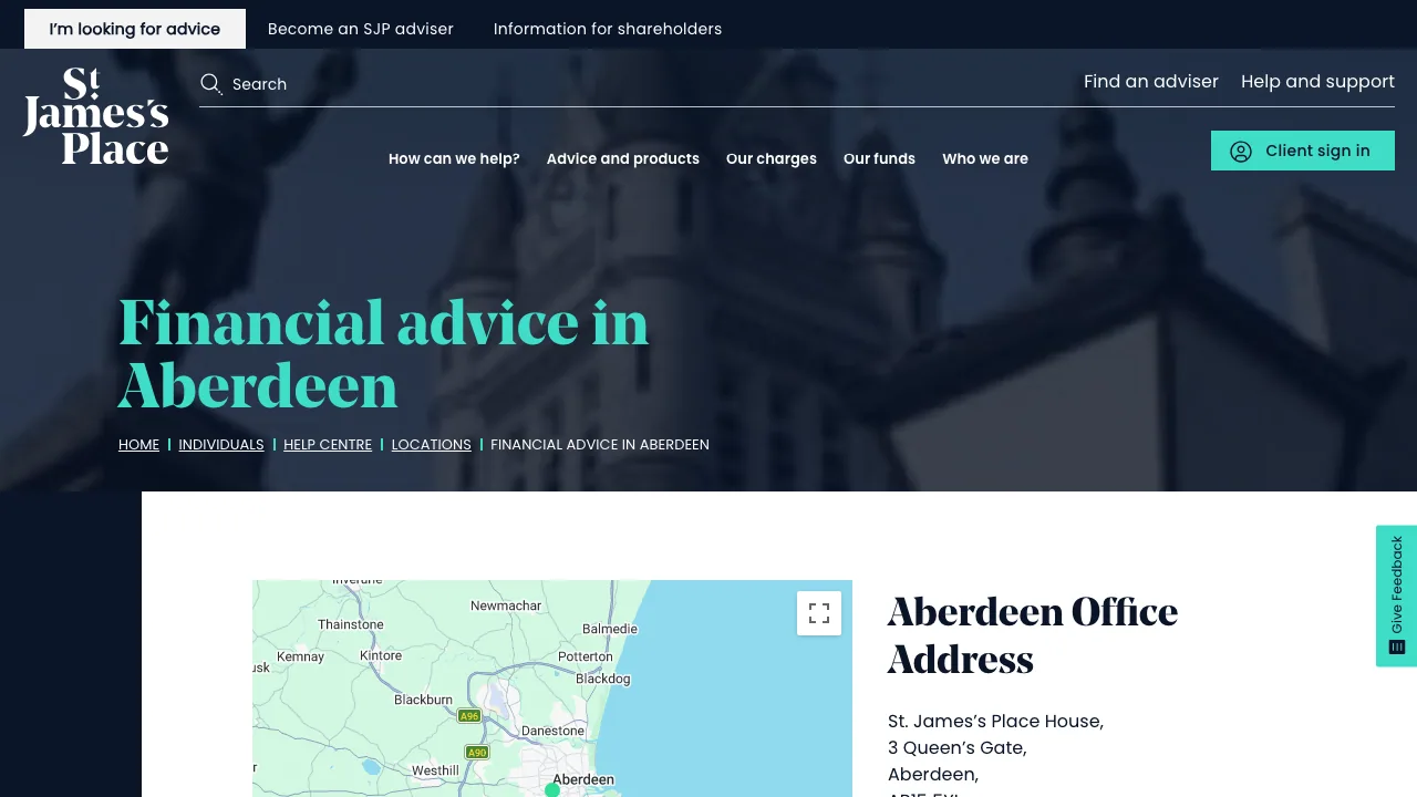 St. James's Place Aberdeen website preview