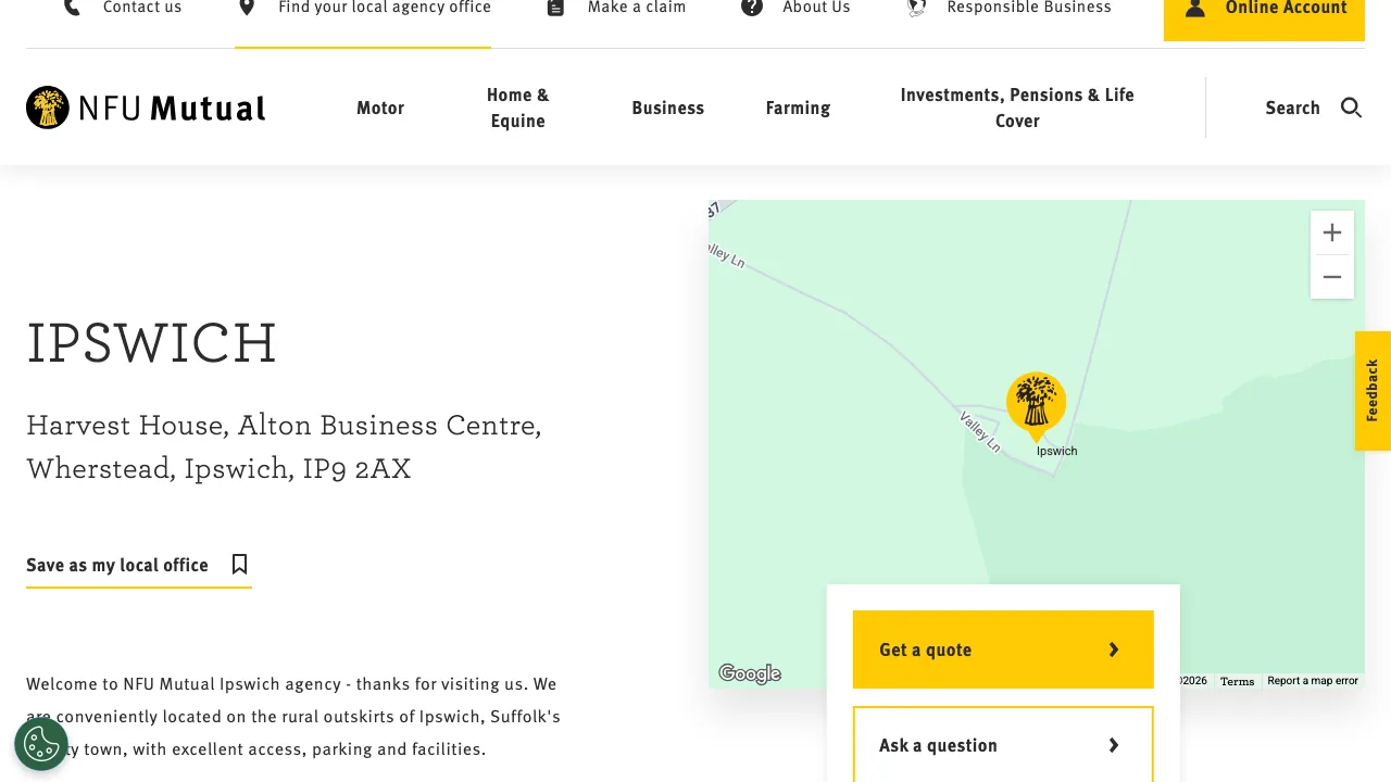 NFU Mutual Ipswich website preview