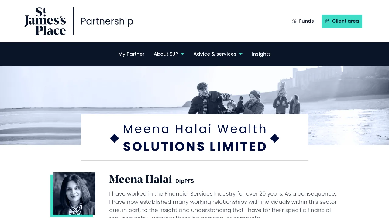 Meena Halai Wealth Solutions website preview