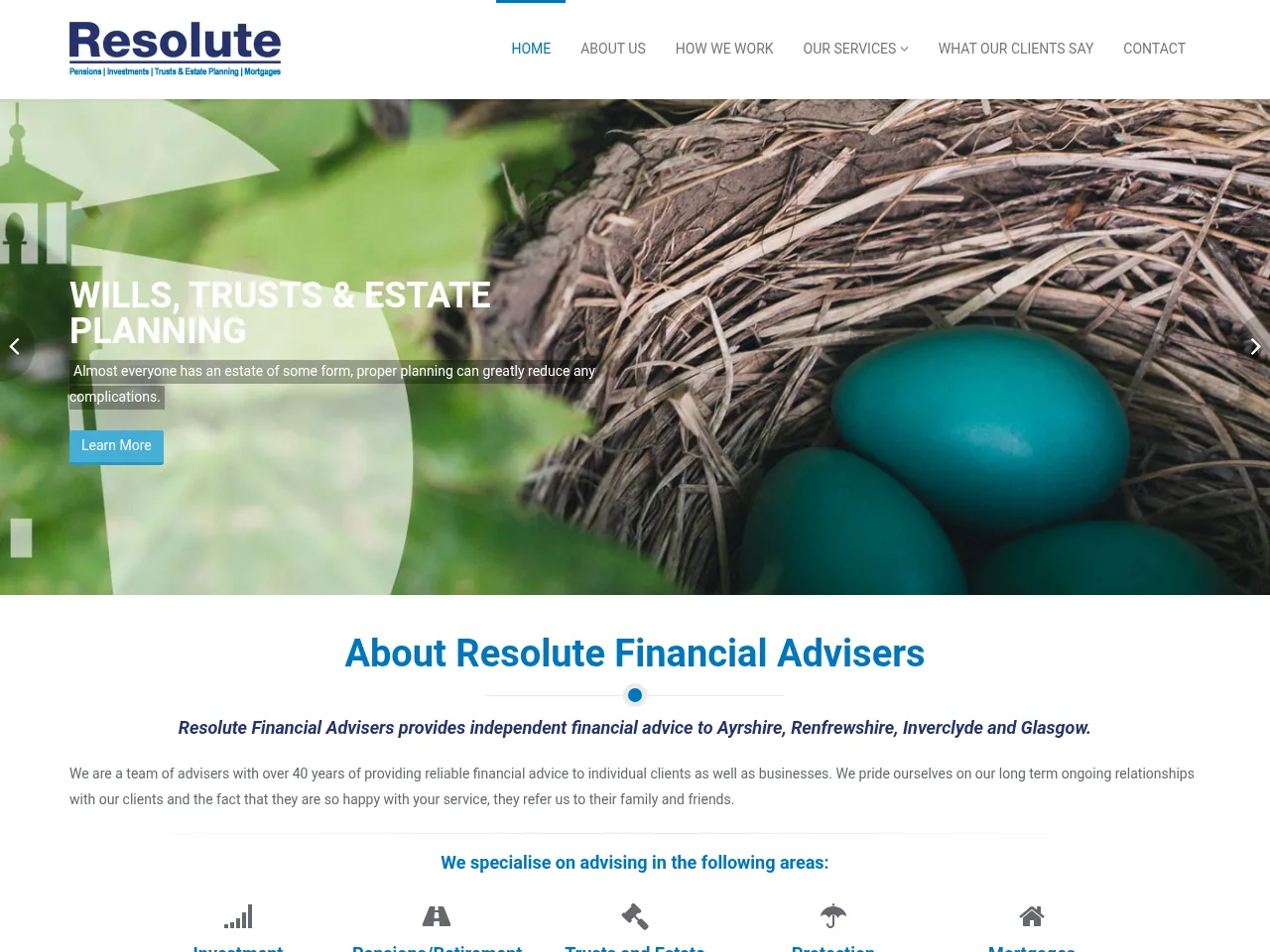 Resolute Financial Advisers website preview