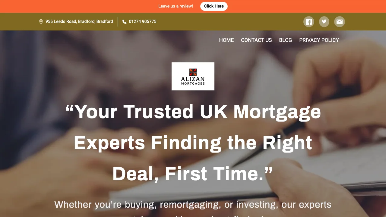Alizan Mortgages website preview