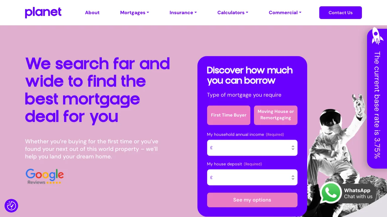 Planet Mortgages website preview