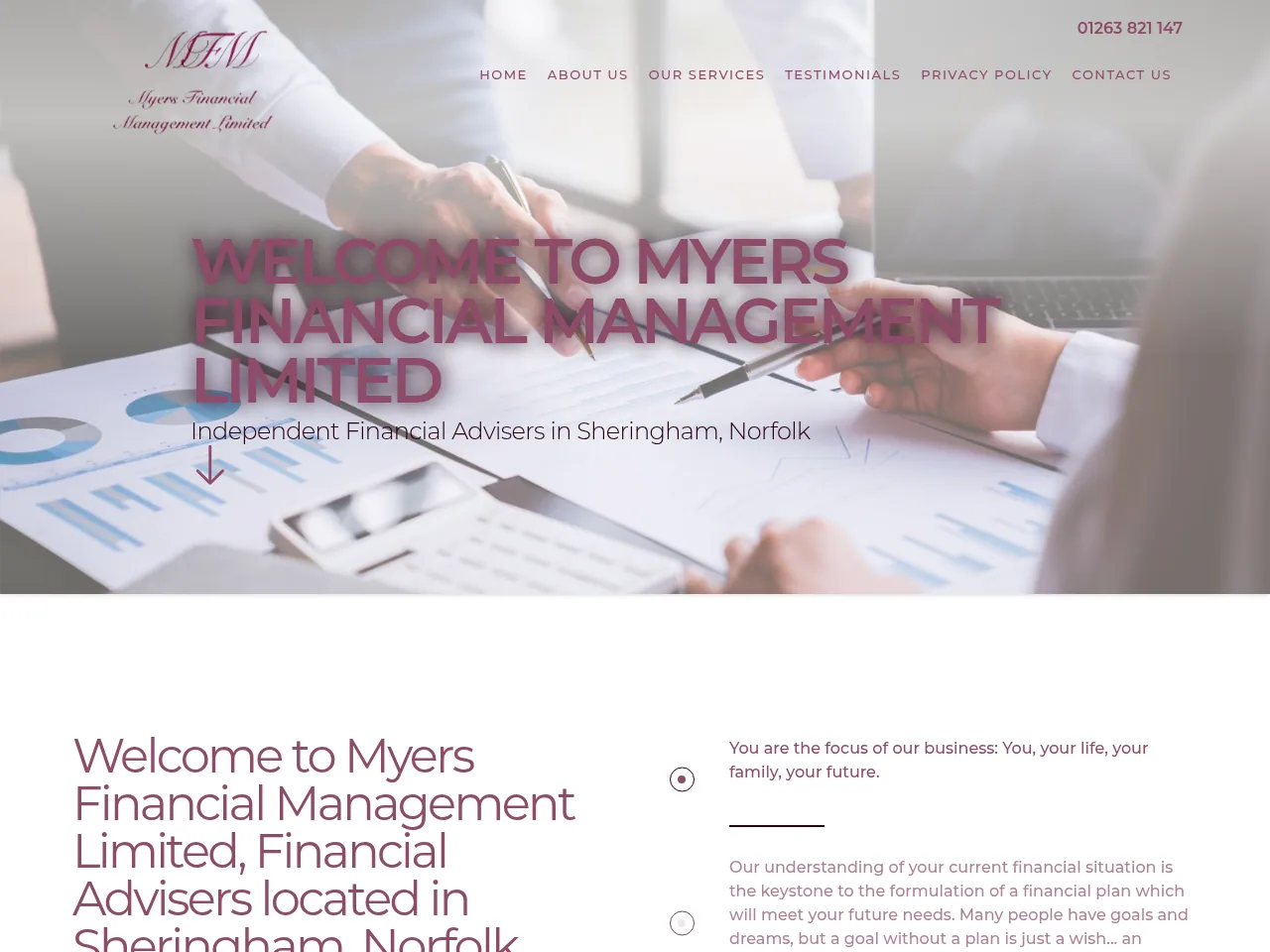 Myers Financial Management website preview
