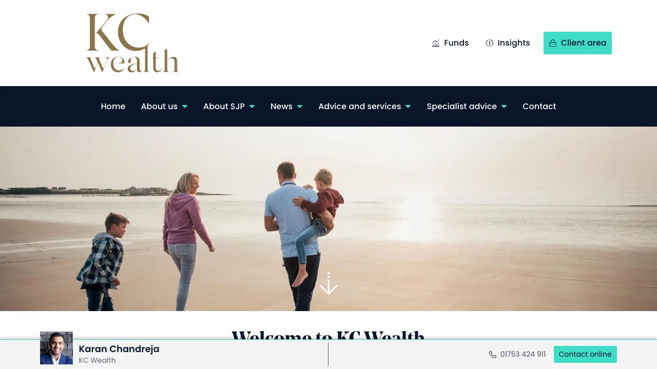 KC Wealth website preview