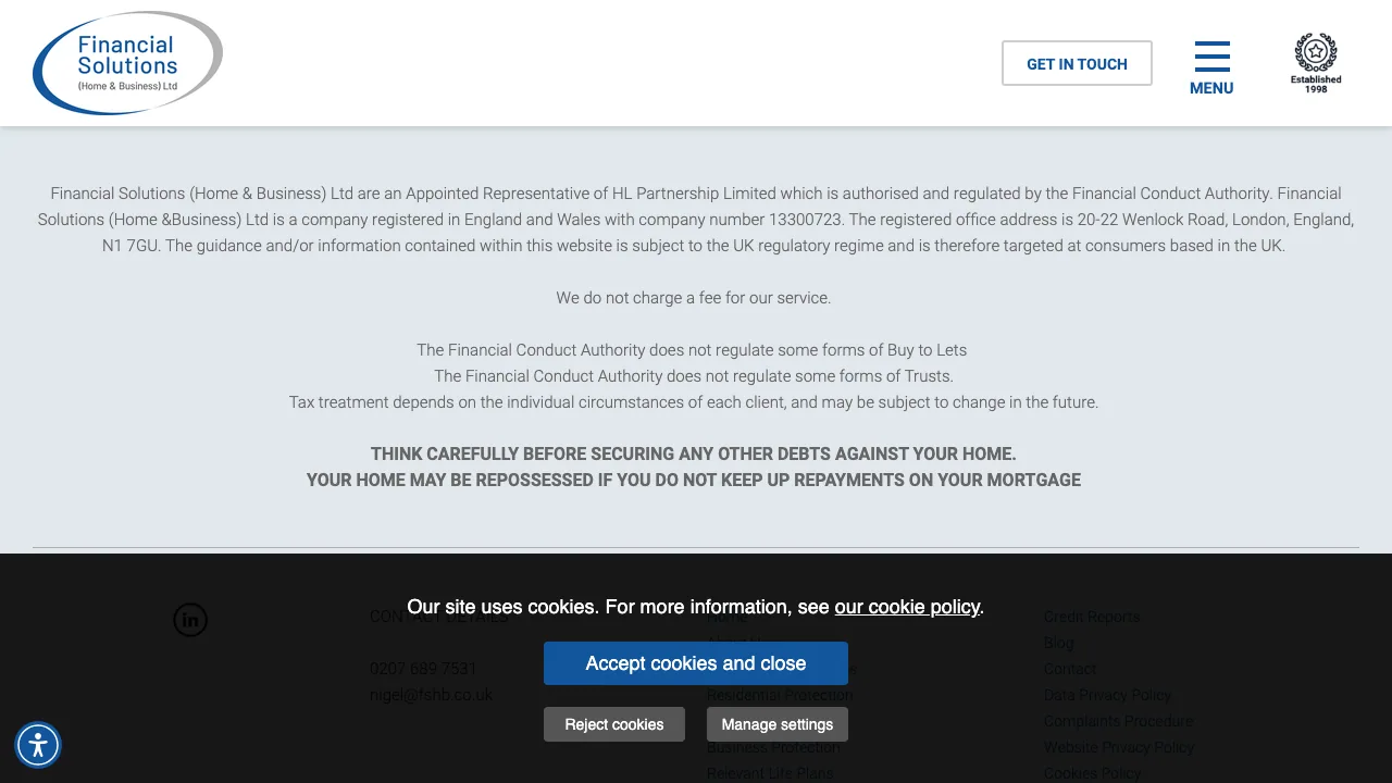 Financial Solutions (Home & Business) website preview