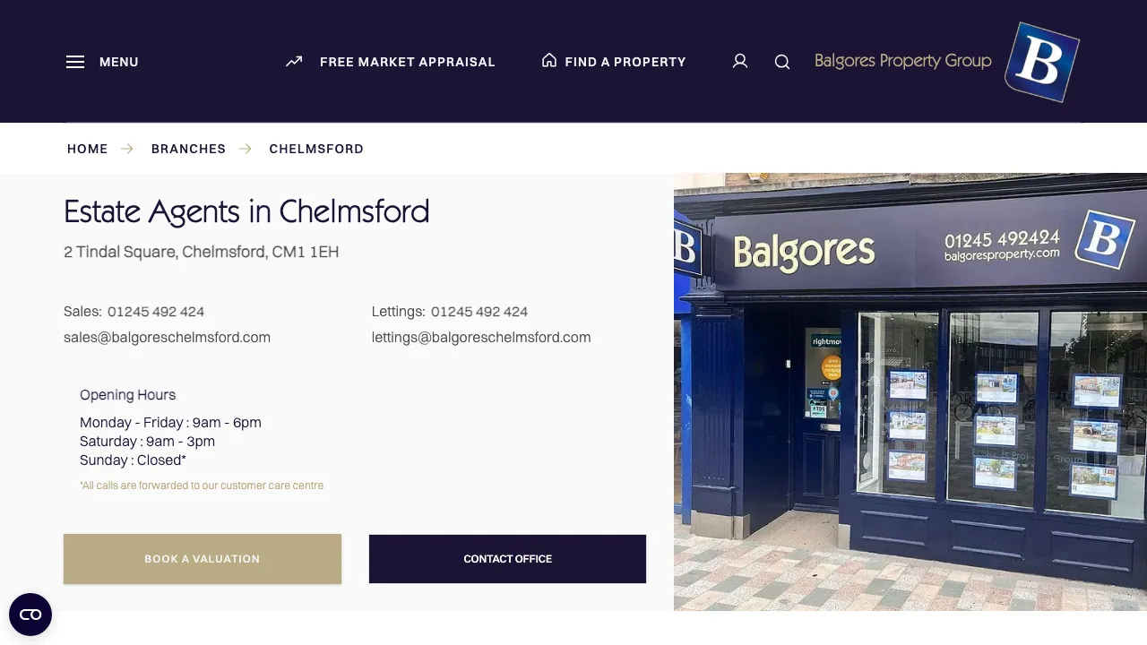 Balgores Chelmsford website preview