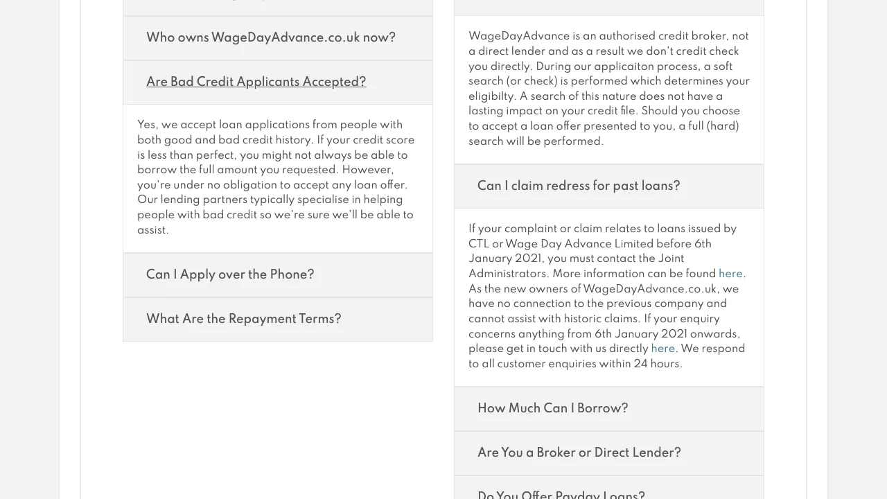 WageDayAdvance website preview