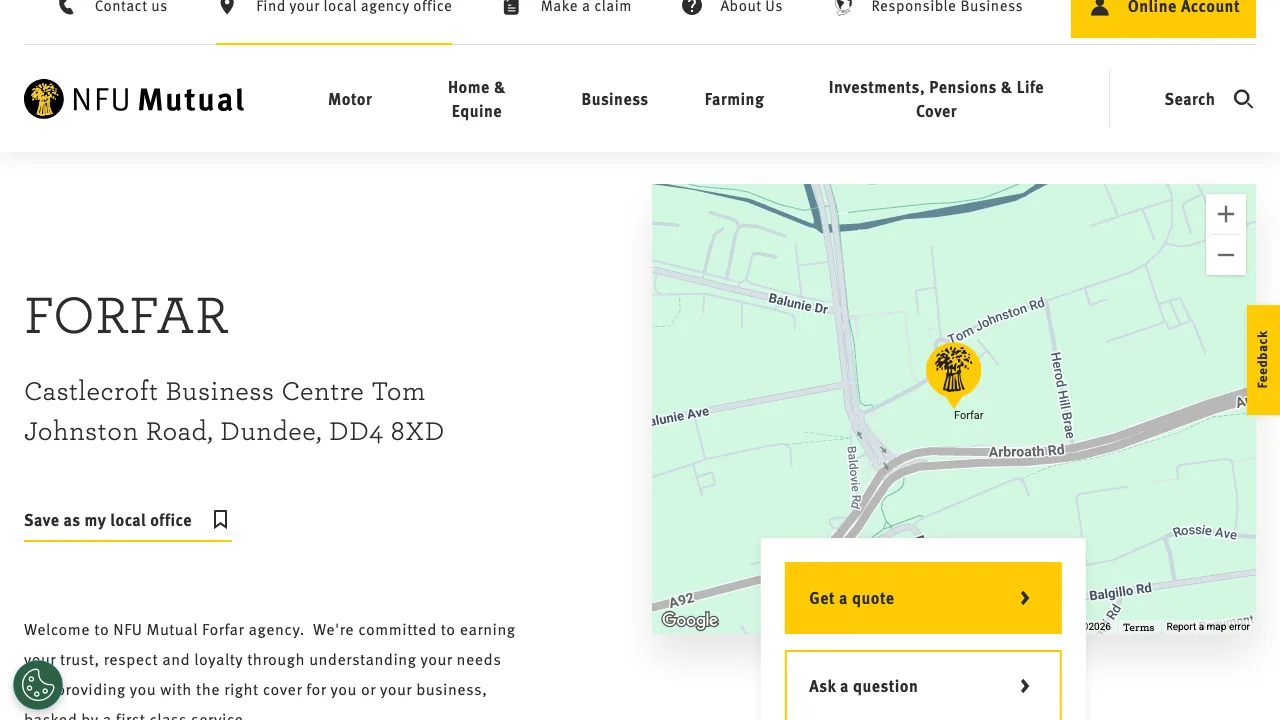 NFU Mutual Forfar website preview