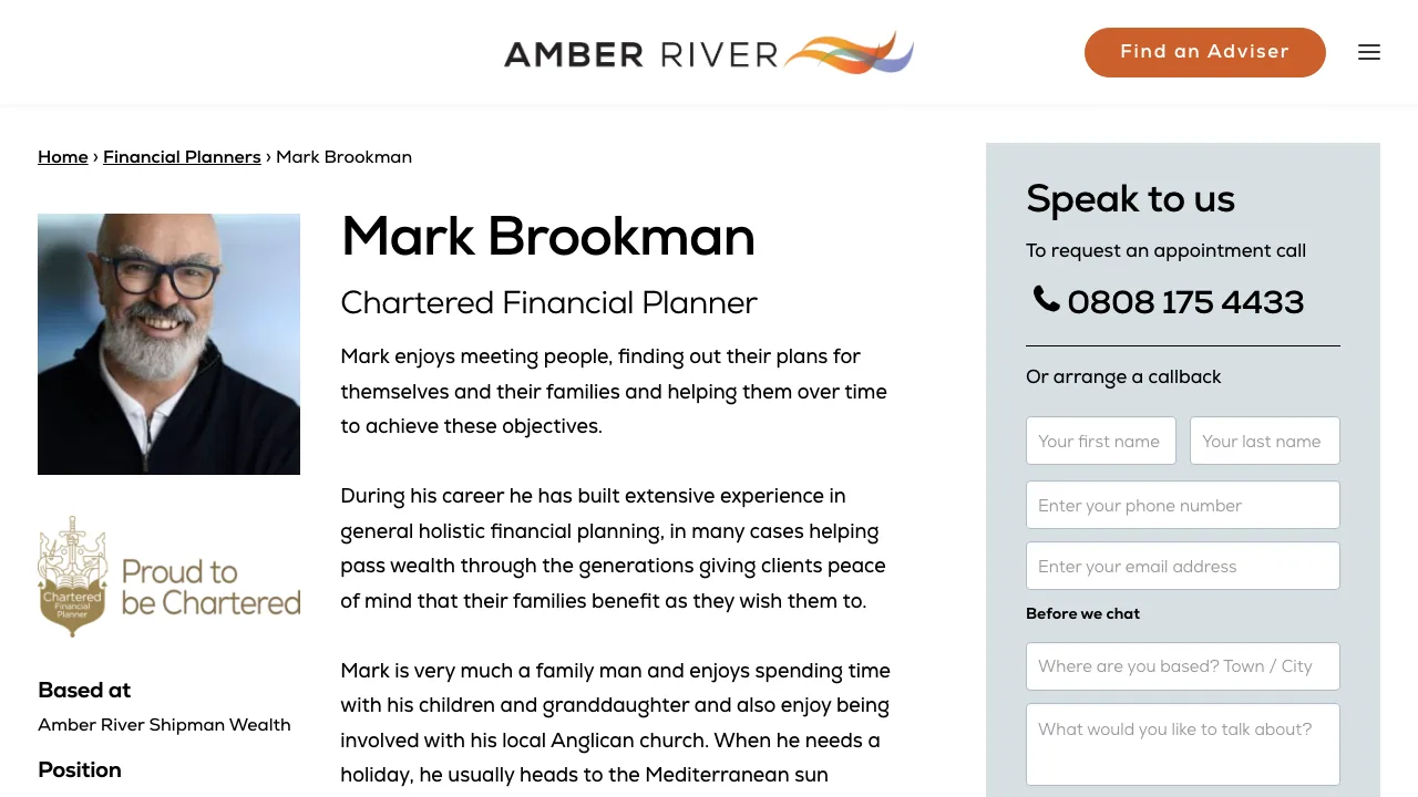 Amber River Shipman Wealth website preview
