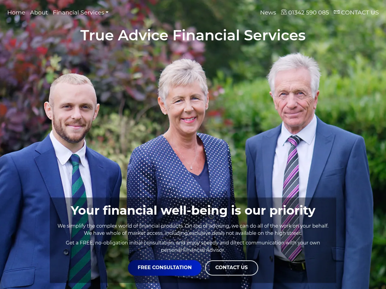 True Advice Financial Services website preview