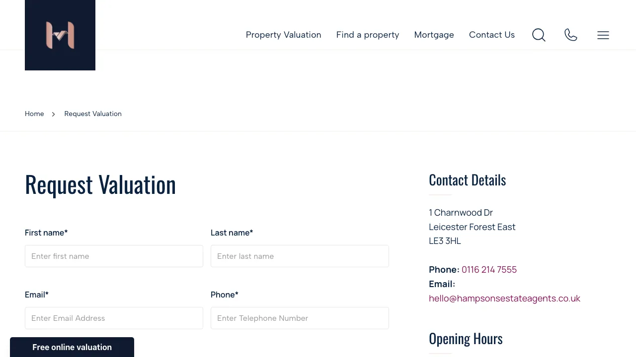 Hampsons Mortgage Advice Centre website preview