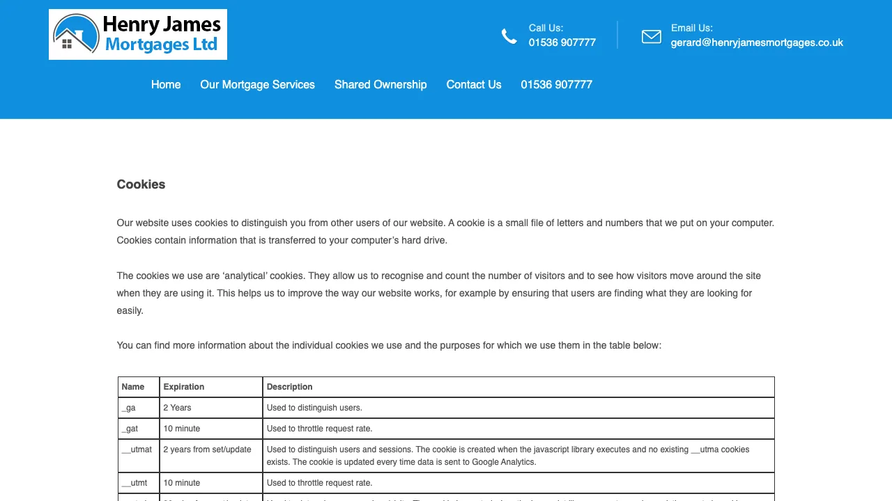 Henry James Mortgages website preview