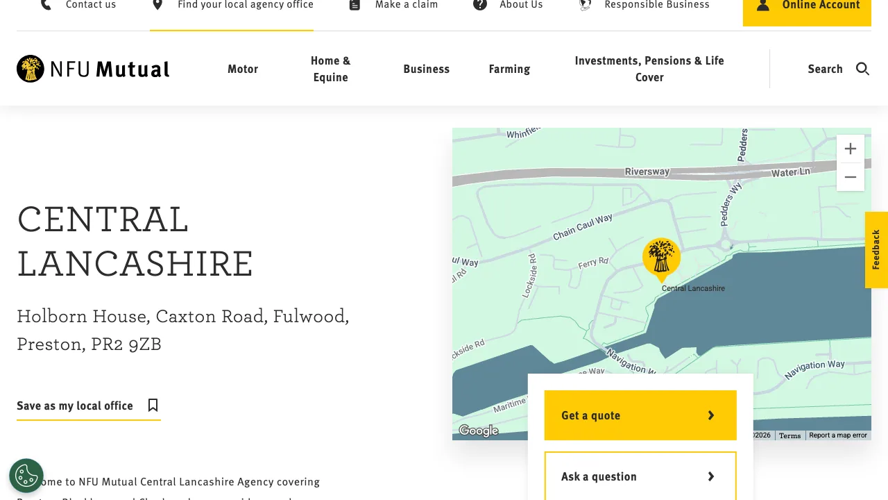 NFU Mutual Central Lancashire website preview