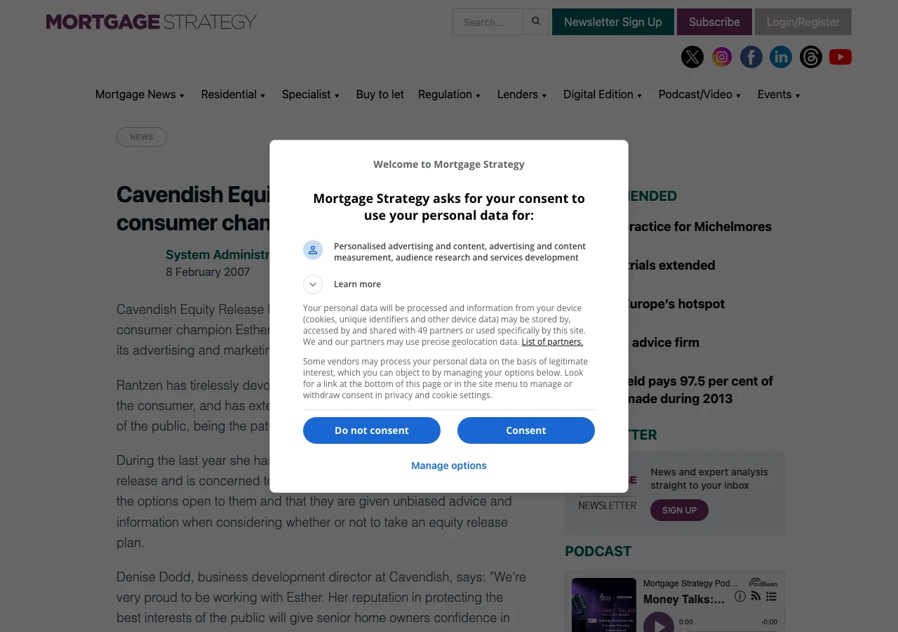 Cavendish Equity Release website preview