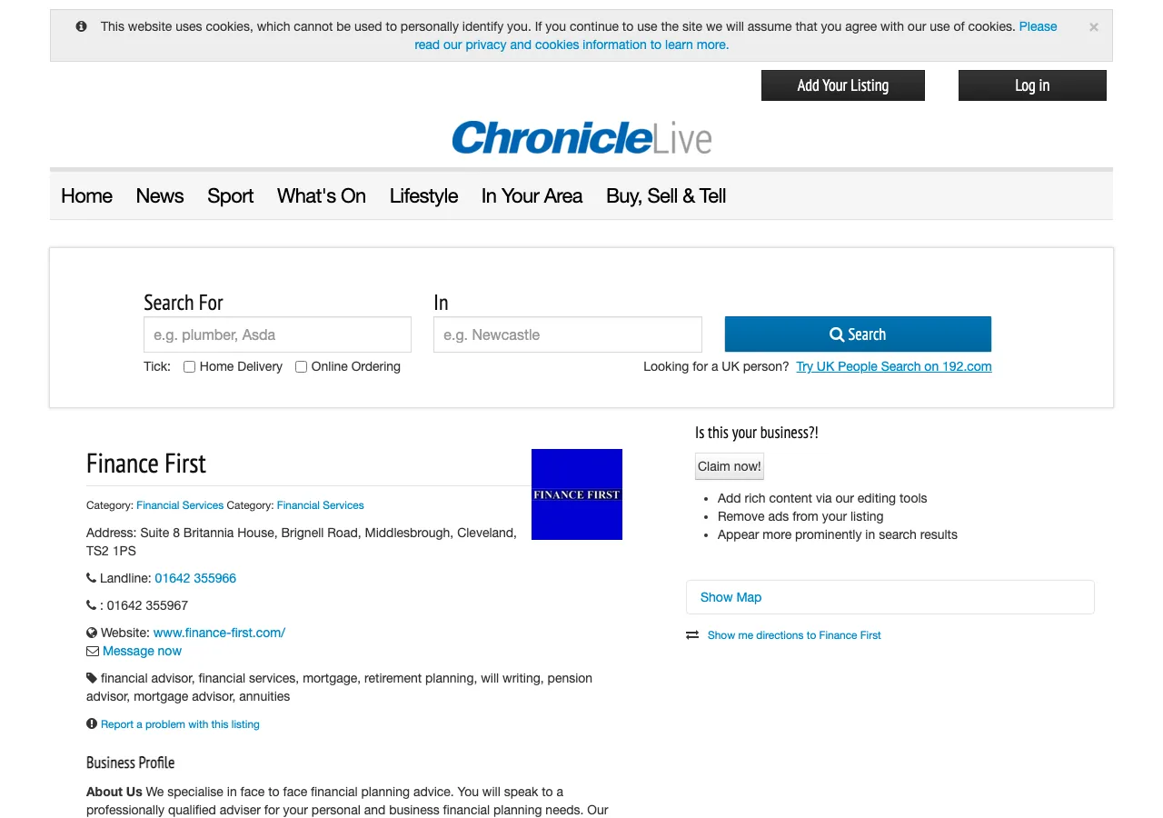 Finance First website preview