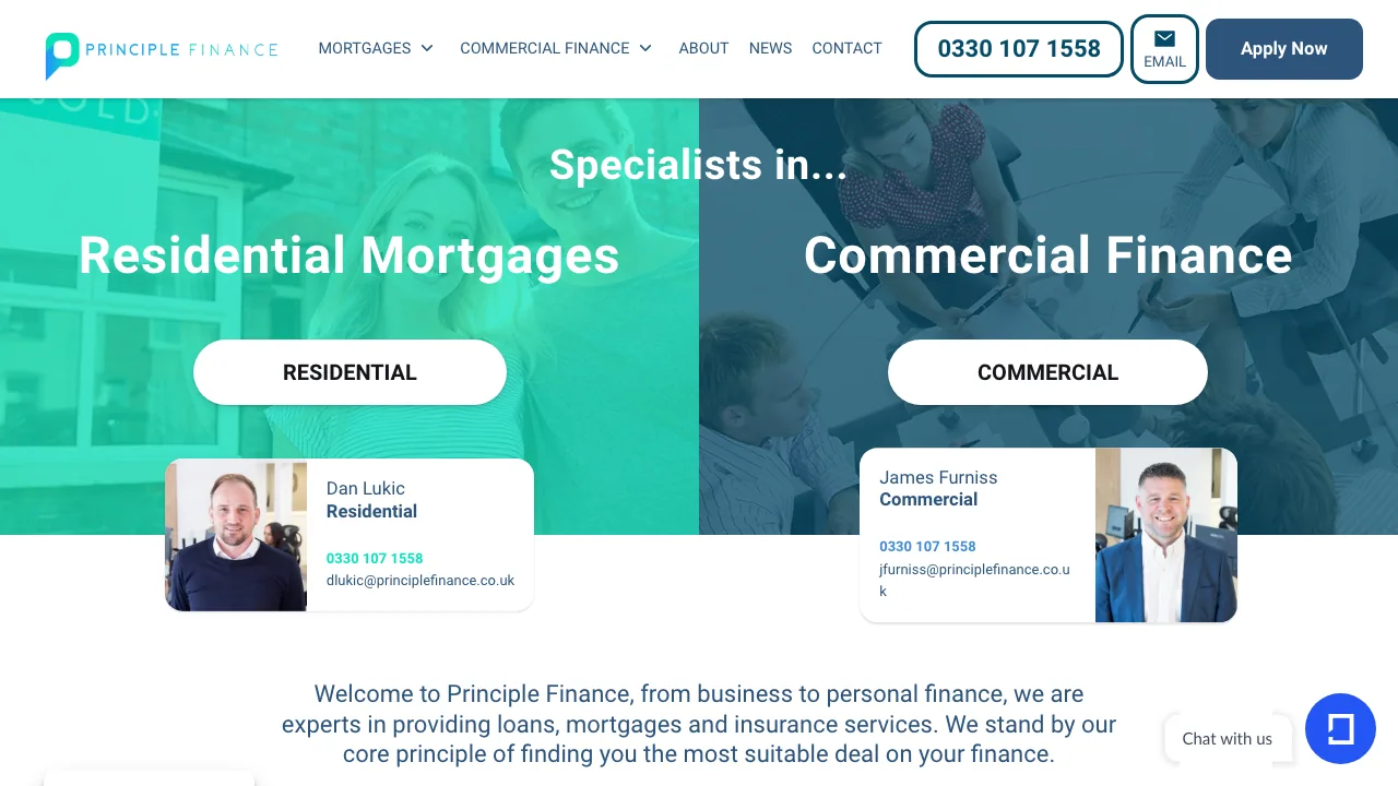 Principle Finance website preview