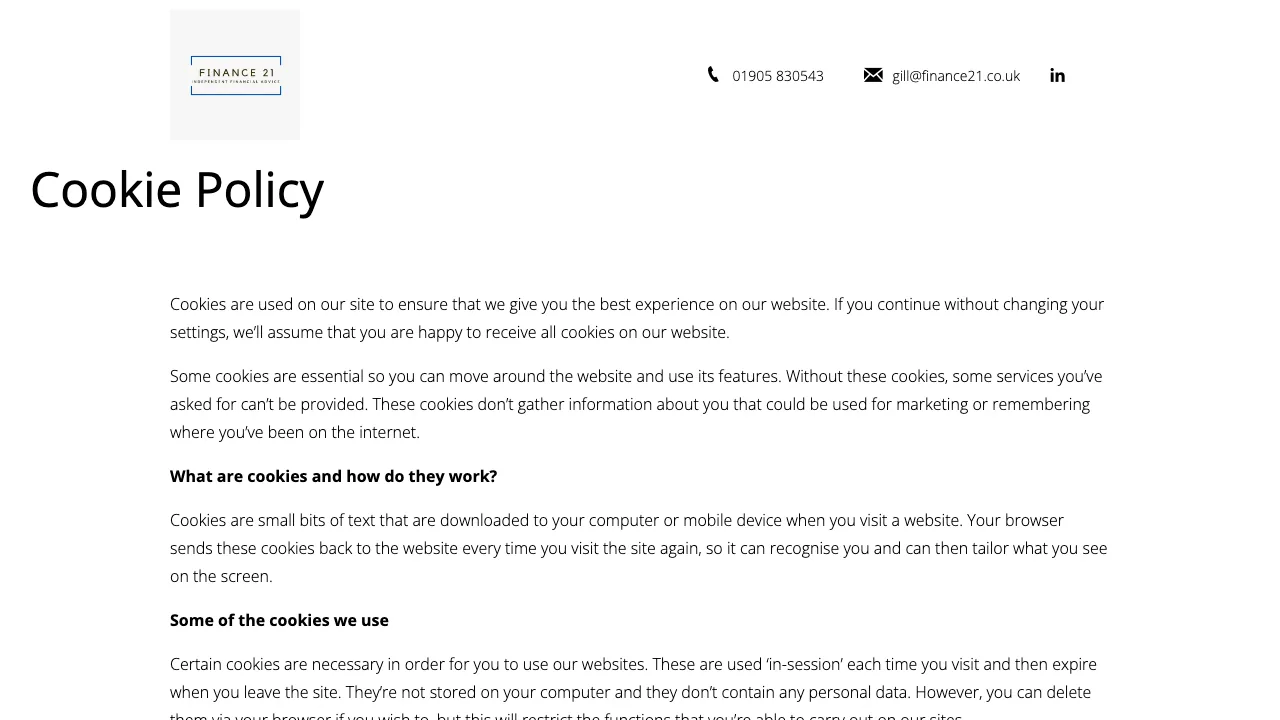 Finance 21 Ltd website preview