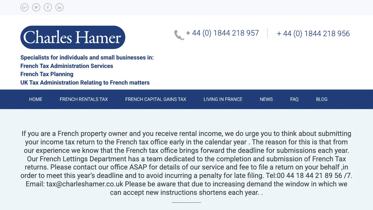 Charles Hamer Financial Services website preview