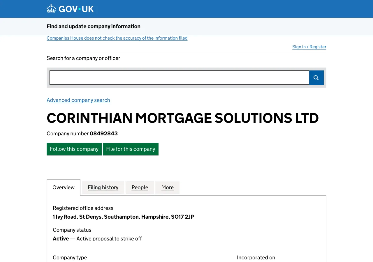 Corinthian Mortgage Solutions Ltd website preview