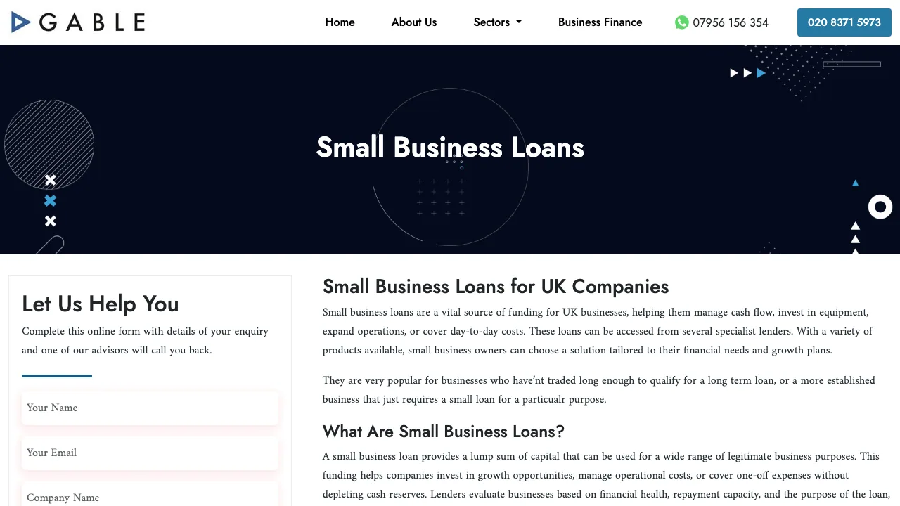 Gable Asset Finance website preview