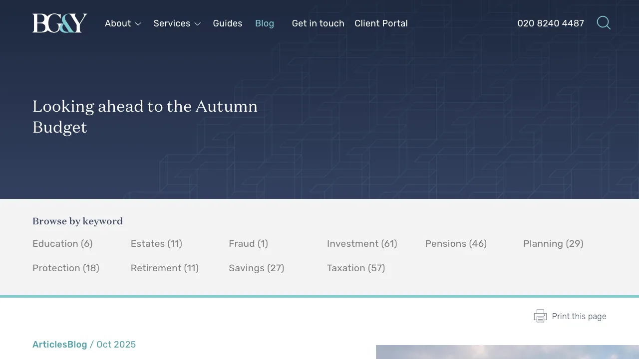 Baker Gladstone & York website preview