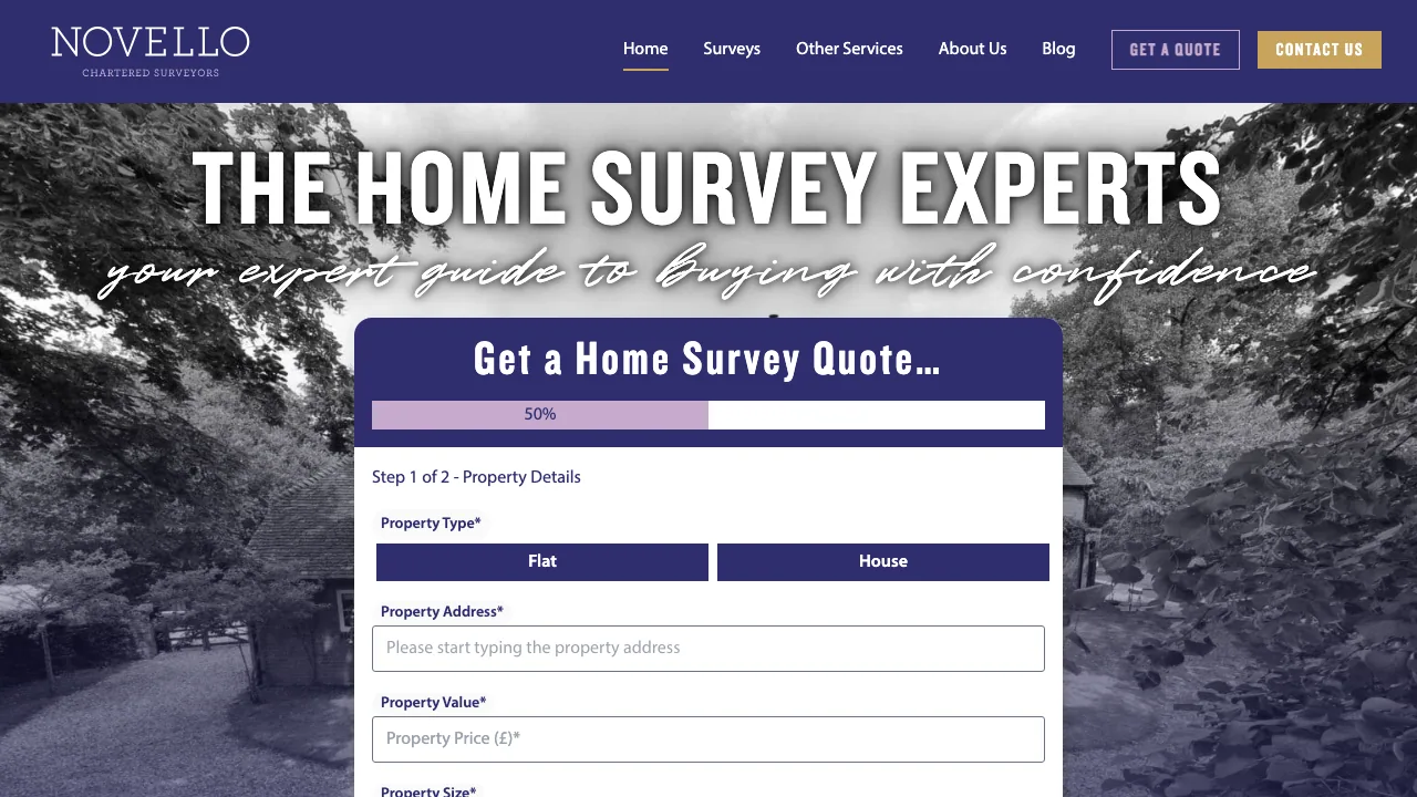 Novello Chartered Surveyors - Derby website preview