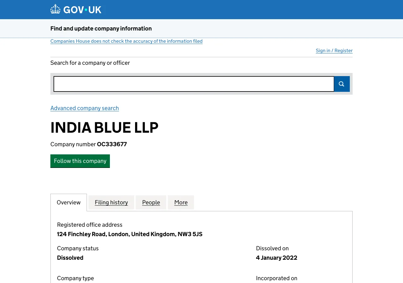 India Blue LLP website preview